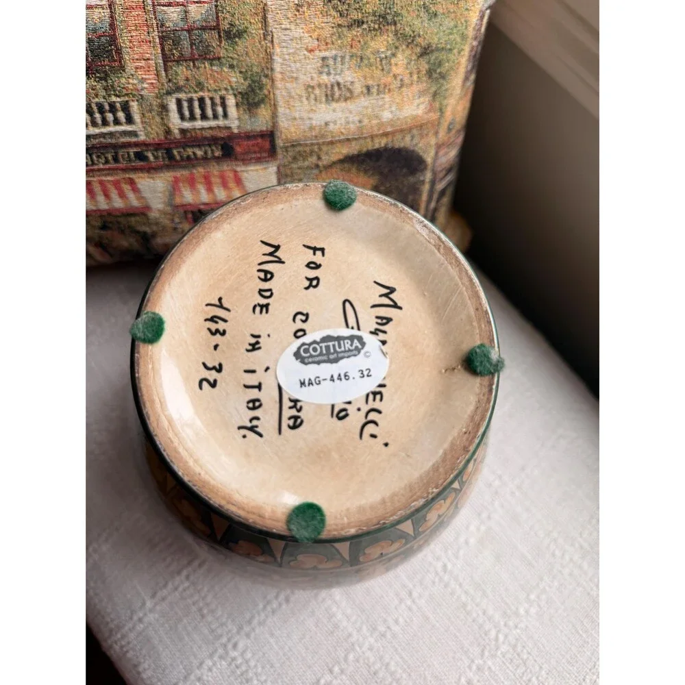 Vintage Magnanelli Gubbio Italian Majolica Lidded Ginger Jar | Hand Painted Cera